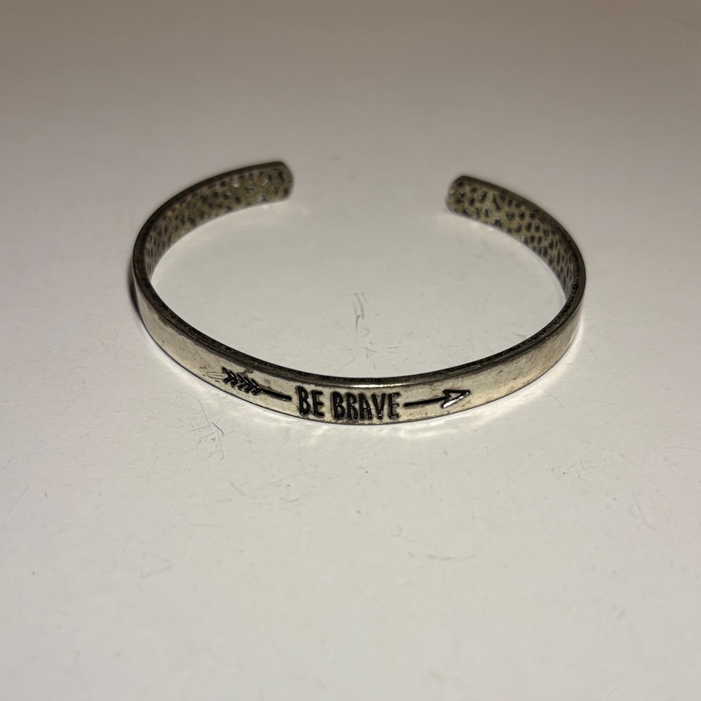 Silver 'Be Brave' Cuff Bracelet